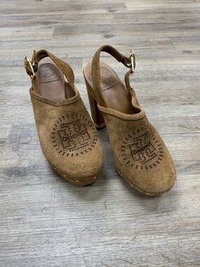 Tory Burch Brown Suede Slingback Platform Clogs New With Tags